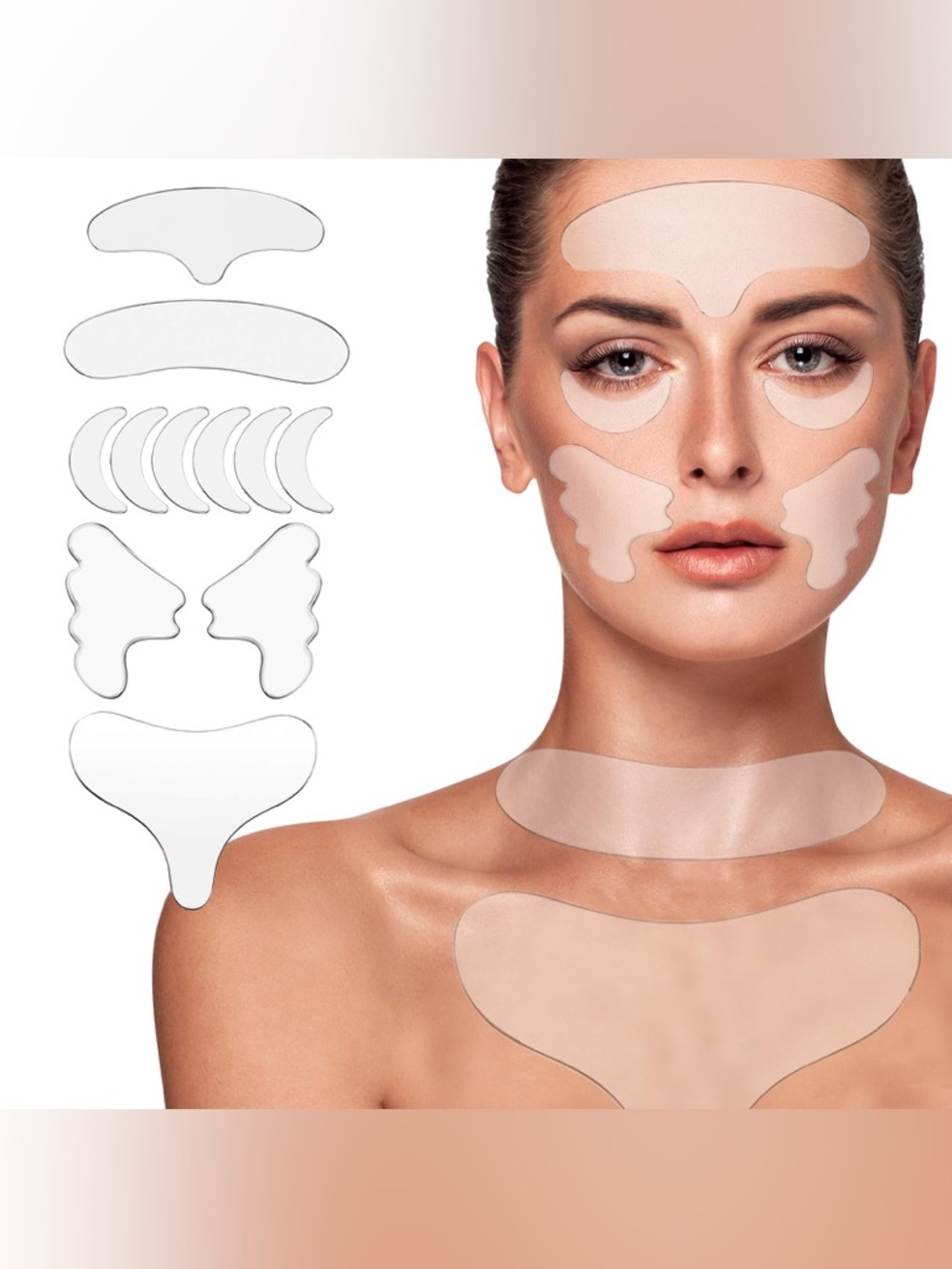 NWT Reusable Silicone Face Neck & Chest Wrinkle Patches Set
